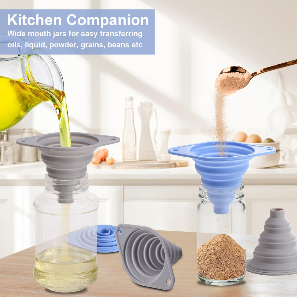 Kitchen Funnel Set 3 Pack, Collapsible Silicone Funnel for Kitchen Use Filling Bottles Liquid Food Transfer