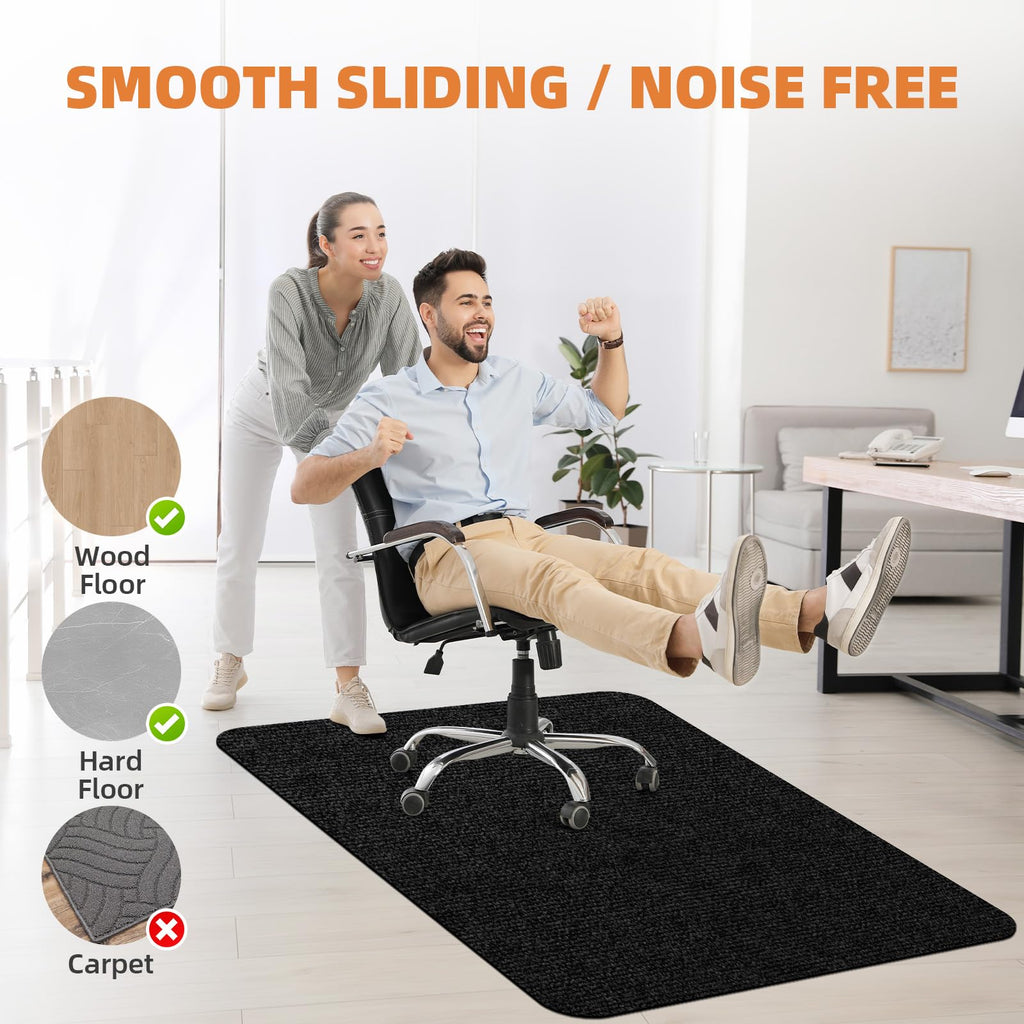 HomeMall Office Chair Mat for Hardwood and Tile Floor, Computer Chair Mat, Non-Slip Floor Protector, Under Desk Mat for Rolling Chair, Black(48"x36")