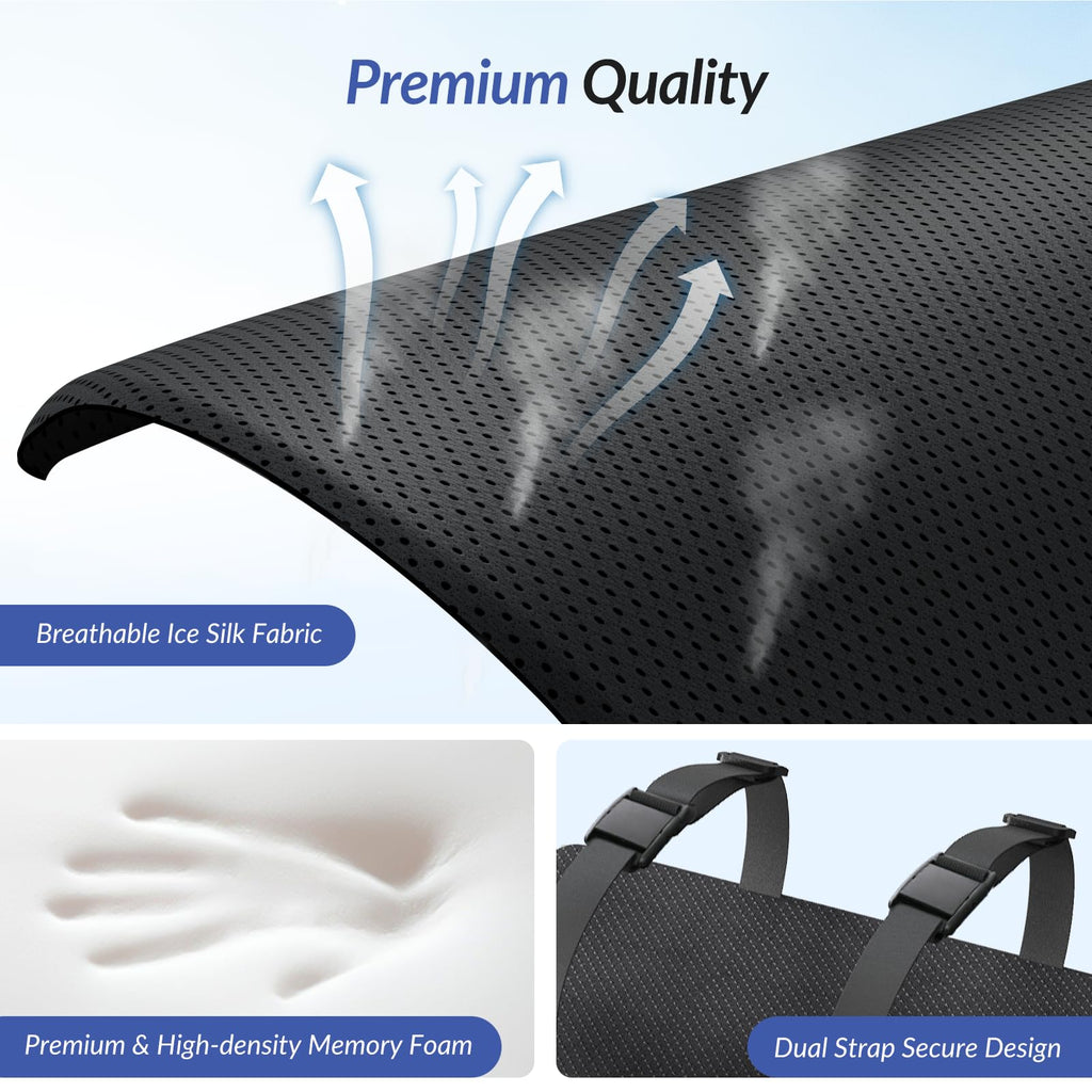ZIKEE Airbag Lumbar Support Pillow for Office Chair and Car Seat, Adjustable Memory Foam Lumbar Pillow for Contoured Lower Back Support & Pain Relief, Lower Back Cushion with Dual Straps & Airy Fabric