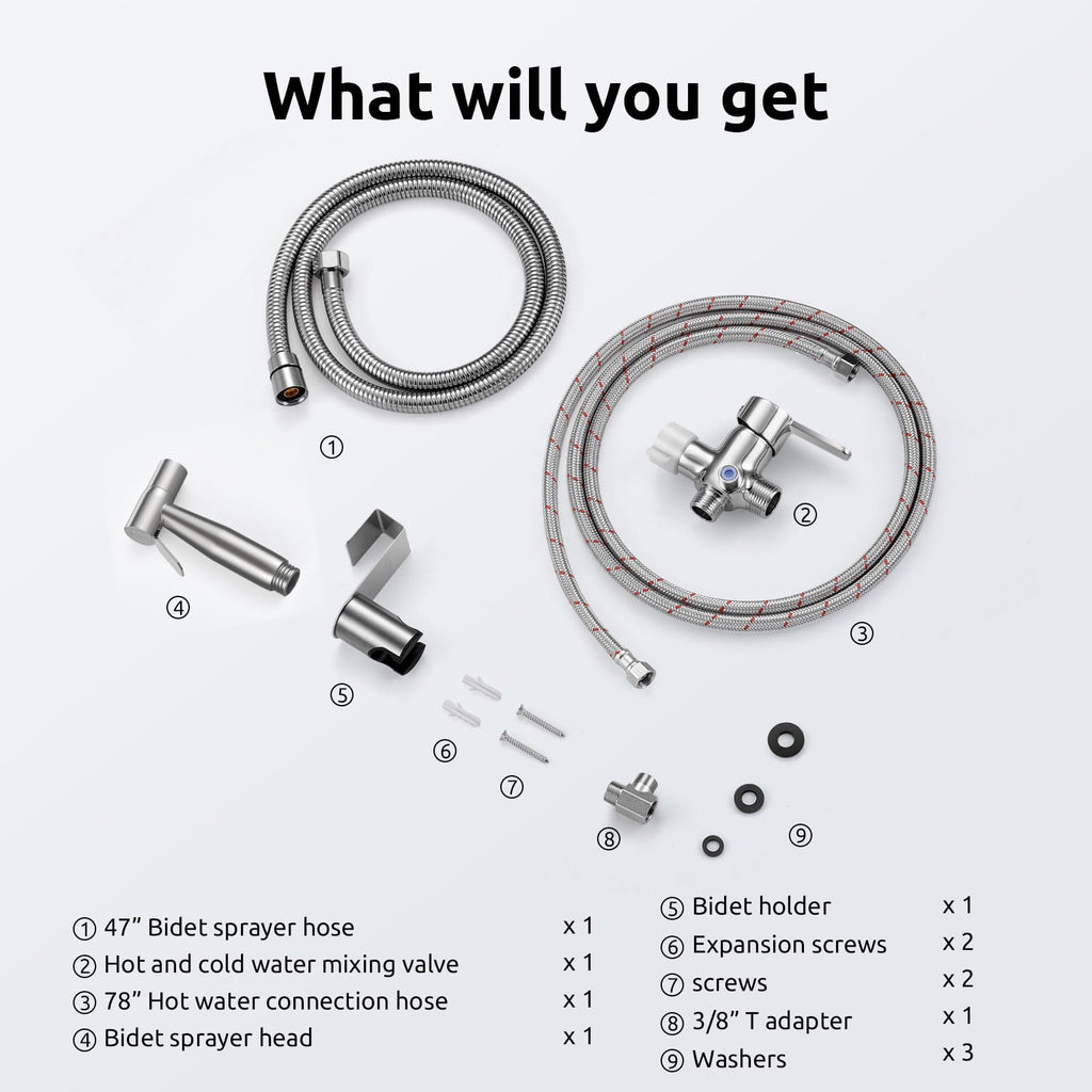 Hot and Cold Bidet Sprayer for Toilet, BRITULIF Bidet Attachment for Warm Water, Jet Sprayer for Toilet Muslim Shower, Ideal for Feminine Hygiene, Pet Cleaning, Cloth Diapers, and Elderly Care