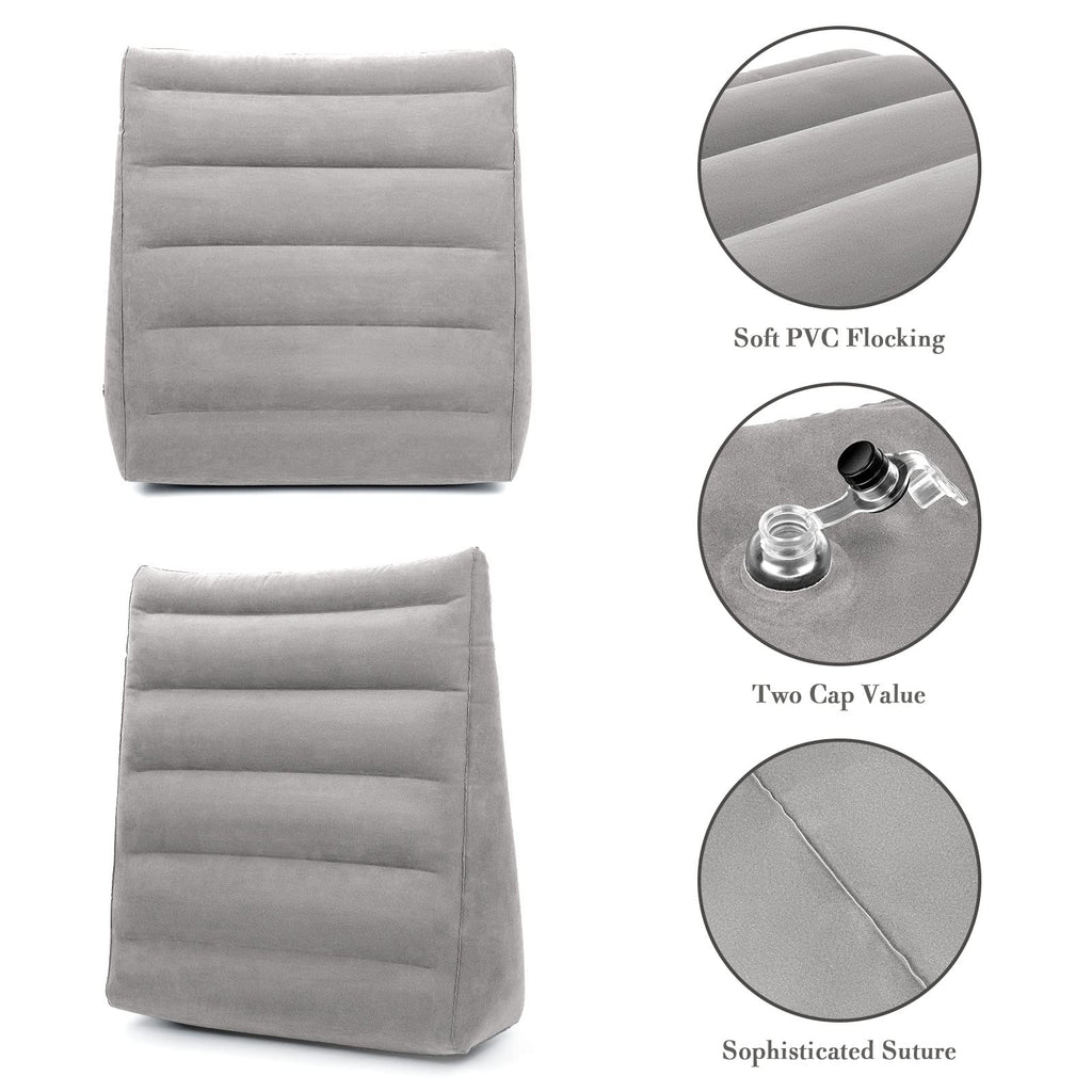 Inflatable Wedge Pillow for Sleeping, Portable Travel Wedge Pillow for Sitting in Bed, Inflatable Wedge Pillows for Travel, Blow Up Wedge Pillow Under Knee Pillow