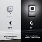 SYCEES Plug-in LED Night Light with Dusk to Dawn Sensor for Hallway, Stairs, Bathroom, Kitchen, Bedroom, Nursery, Kids Room, Daylight White, Pack of 6