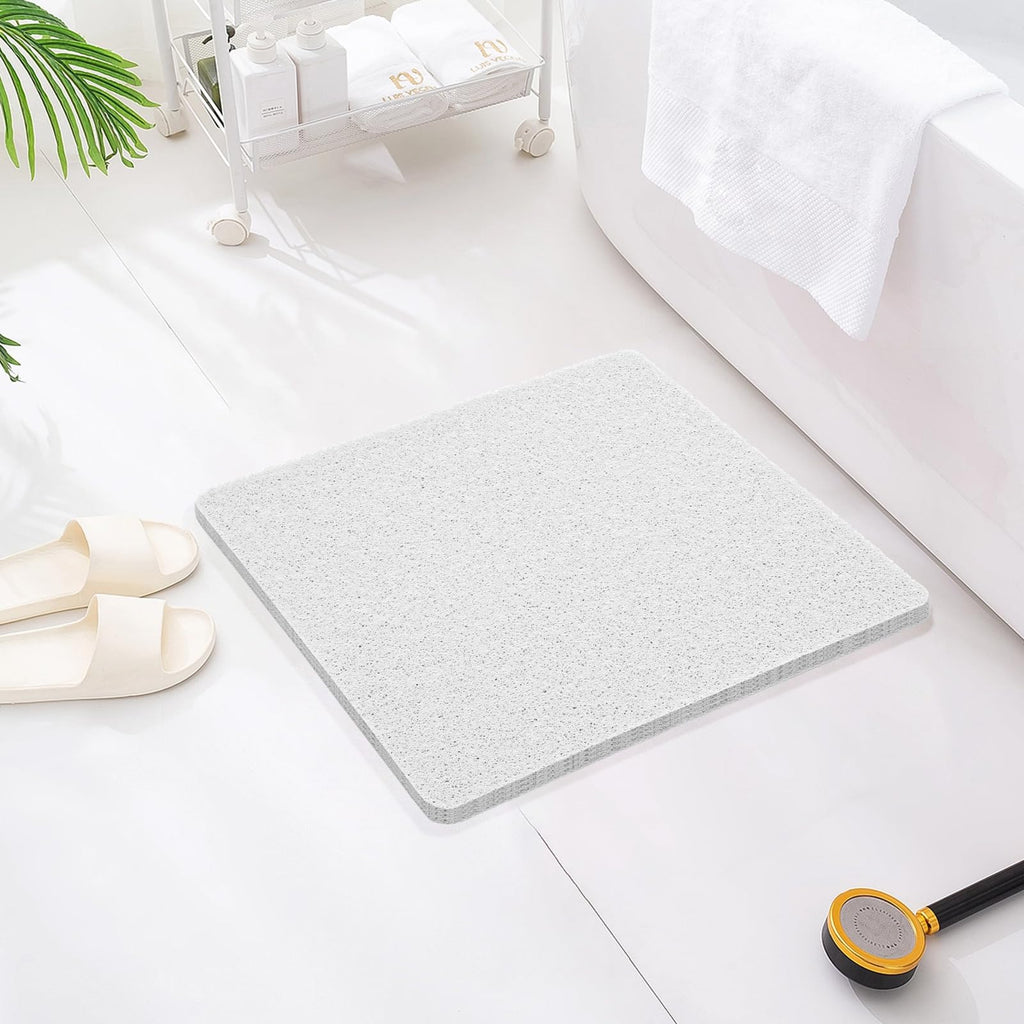Joyhalo Shower Mats for Showers Anti Slip for Elderly, 24'' x 24'' Non Slip Bath Mat for Inside Shower, Bath Tub Mats for Bathroom Non Slip for Shower, PVC Loofah Bathroom Mats, White