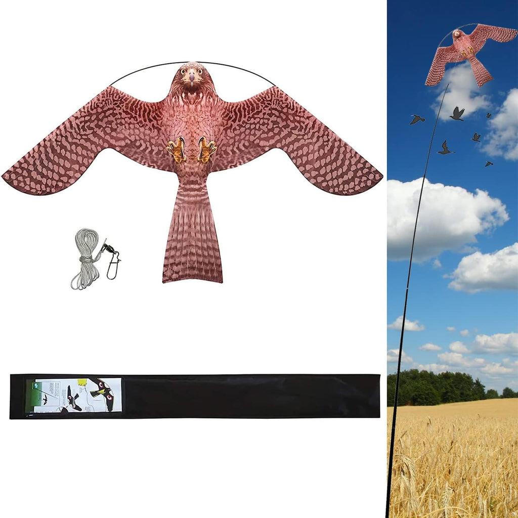 Flerigh Bird Hawk Flying Kite with Pole Crops Farm Protector Bird Scarer Flying Kite Without Pole-Style A Kite