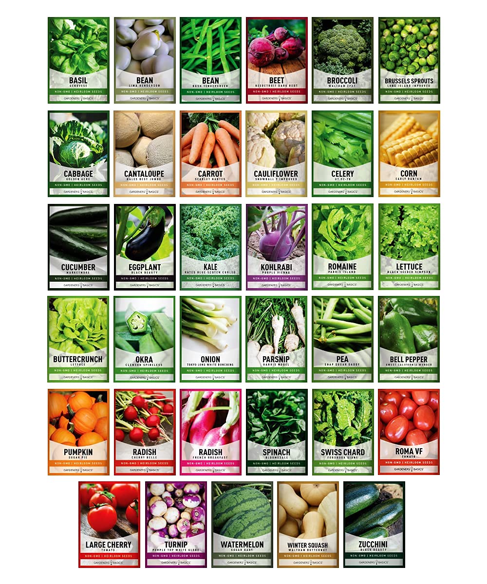 Survival Vegetable Seeds Garden Kit Over 16,000 Seeds Non-GMO and Heirloom, Great for Emergency Bugout Survival Gear 35 Varieties Seeds for Planting Vegetables 35 Plant Markers Gardeners Basics