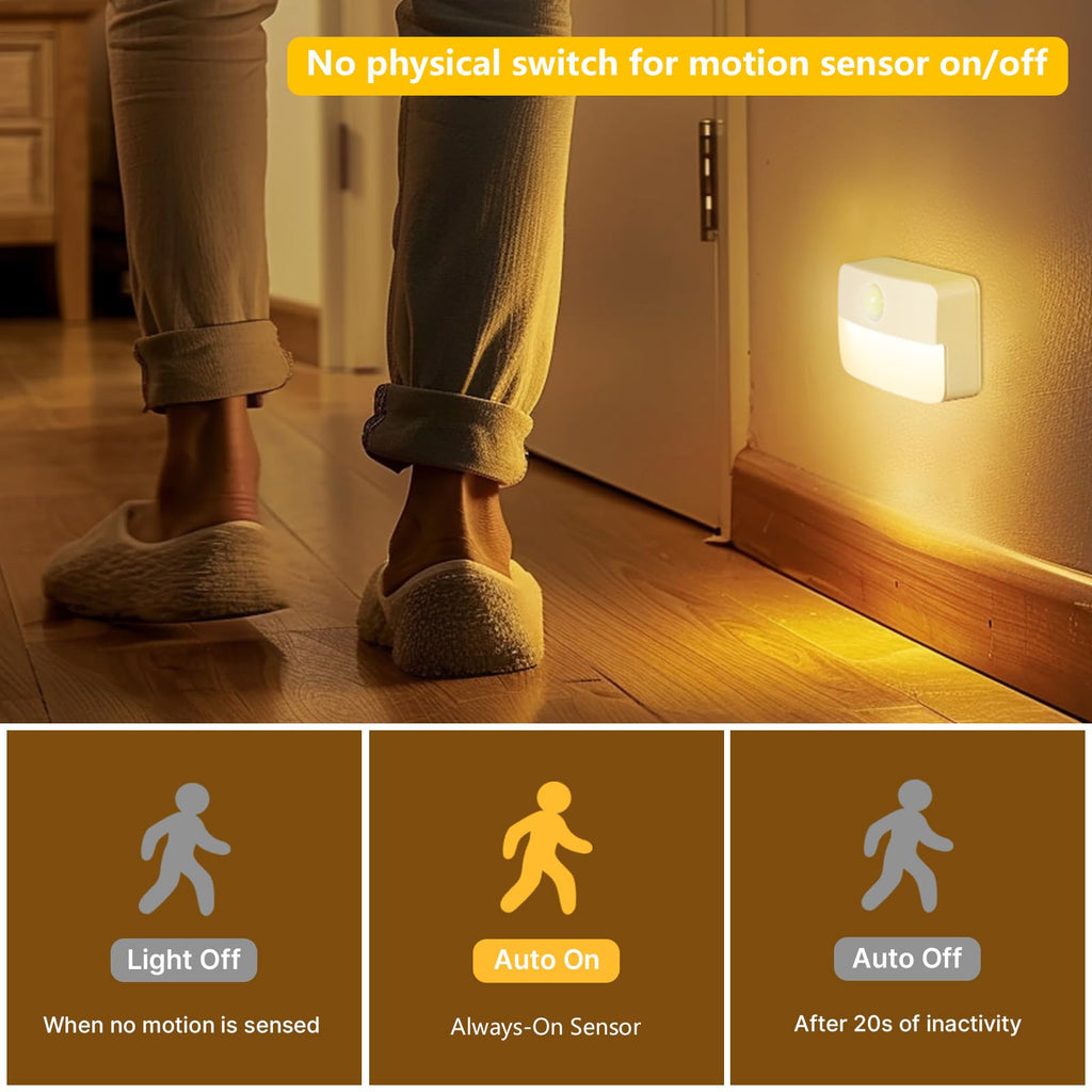 Guankai 8 Pack Motion Sensor Stair Light for Indoor, Battery Operated Closet Lights, Wireless Stick on Anywhere Hallway Lamp, Portable Led Night Lamps for Bedroom Under Cabinet Kitchen