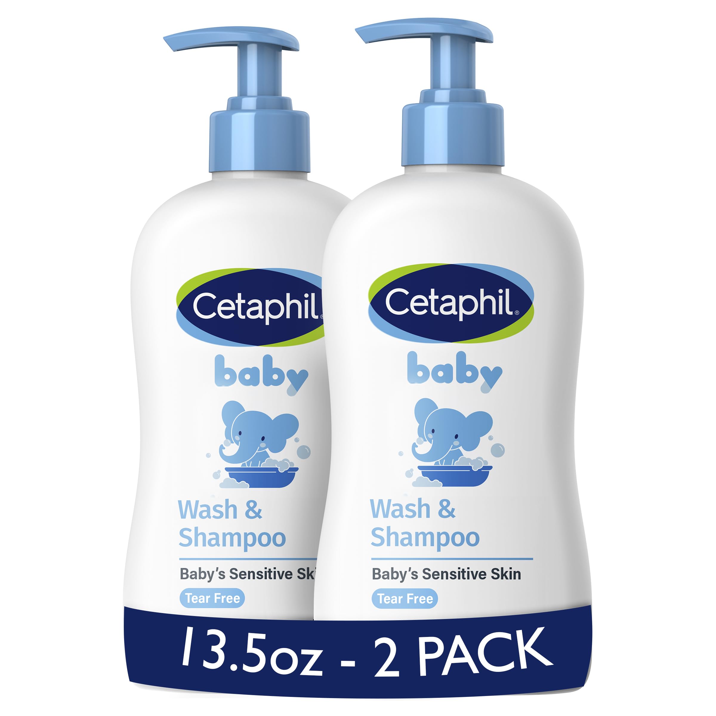 Cetaphil Baby Wash & Shampoo, 13.5oz Pack of 2, Hypoallergenic, Gentle Enough for Everyday Use, Soap Free