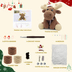 CODGP Crochet Kit for Beginners,11.8in Crochet Animal Kit Elk,Crochet Starter Kit Christmas Gift for Adults Kids with Yarn Sets,Amigurumi Crochet Kit with Step-by-Step Video Tutorials