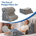 Ahpmeoa 6PCS Wedge Pillow Set for After Surgery, Sit Up Pillow for Bed, Back Support Pillow, Bed Wedge for Shoulder, Leg Pain Relief, Post Surgery Pillow for Sleeping, Acid Reflux, Grey