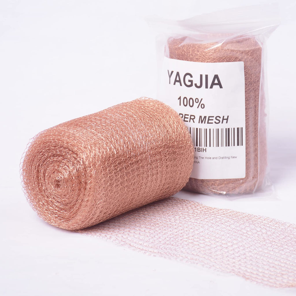 YAGJIA 5” x 32 ft, 100% Pure Copper Mesh for Distilling, Knitted Copper Mesh Roll, Double Layer Fabric Wool Hole Filler Used for Garden and House
