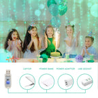 suddus Curtain Lights for Christmas, 200 Led 6.5ft x 6.5ft Hanging String Lights Outdoor, Fairy Curtain Lights for Backdrop, Window, Wall, Party, Garden, Bedroom, Brithday Decorations, Teal
