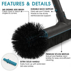 Poolvio 20" 2 in 1 Pool Brush Head for Swimming Pool, Heavy Duty Scrub Brush with EZ Clip & Wavy Nylon Bristles for Cleaning Pool Walls, Floors, Steps (Pole not Included)