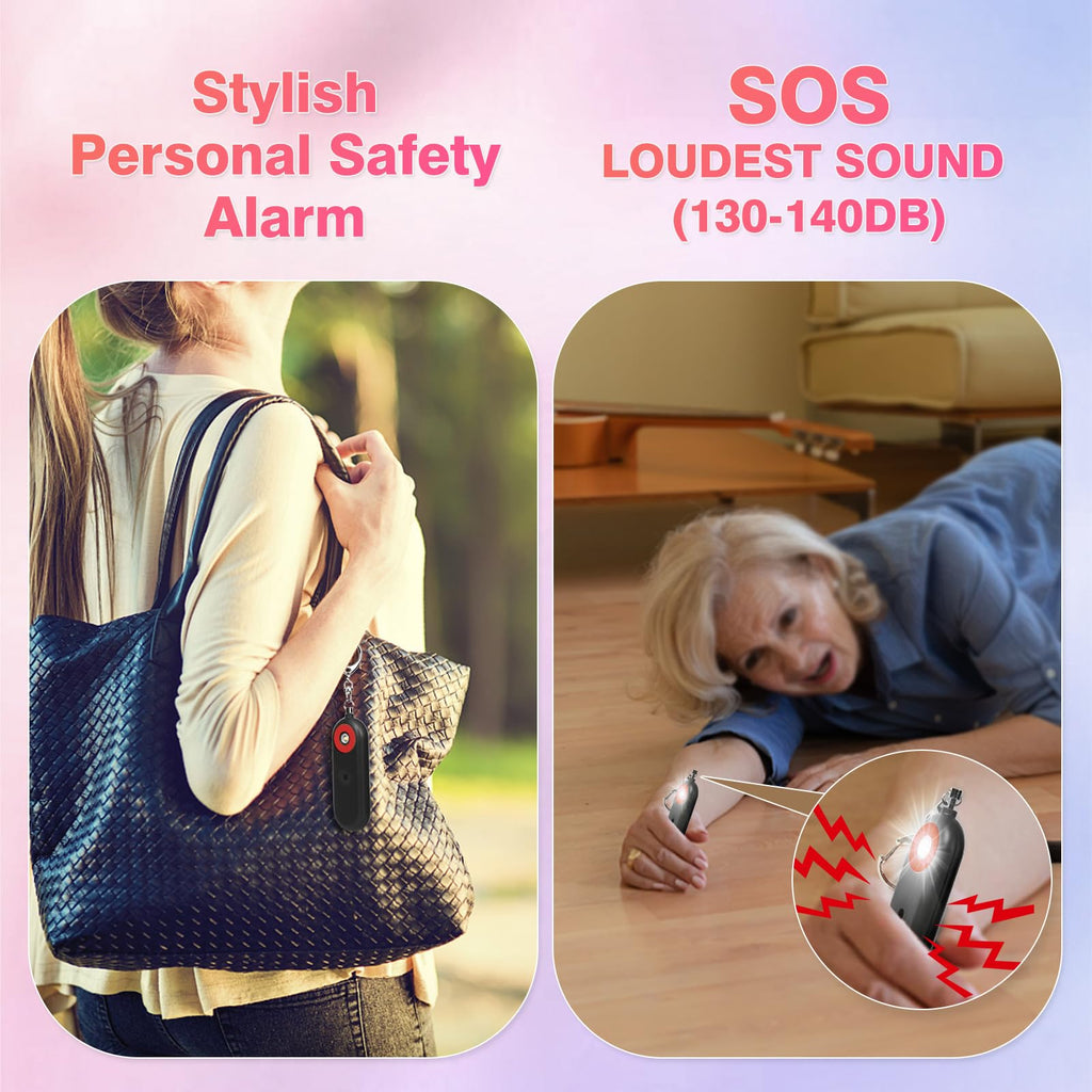 MtMinn Personal Safety Alarm for Women - 130dB Self Defense Keychains Siren Whistle, Replaceable Battery with SOS LED Strobe Light - Emergency Security Safe Protection Devices for Kids Elderly