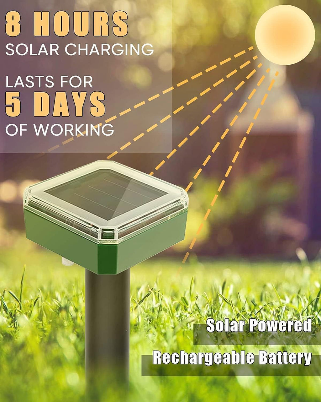 Upgrade Mole Repellent for lawns Gopher Repellent Ultrasonic Solar Powered Snake Repellent Deterrent Mole Repeller Vole Repellent Outdoor Lawns Garden Yard All Pests Sonic Spikes Stakes Chaser (8)