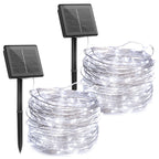 Brightown Outdoor Solar String Lights, 2 Pack 33 Feet 100 Led Solar Powered Fairy Lights with 8 Modes Waterproof Decoration Copper Wire Lights for Patio Yard Trees Christmas Wedding Party (Pure White)