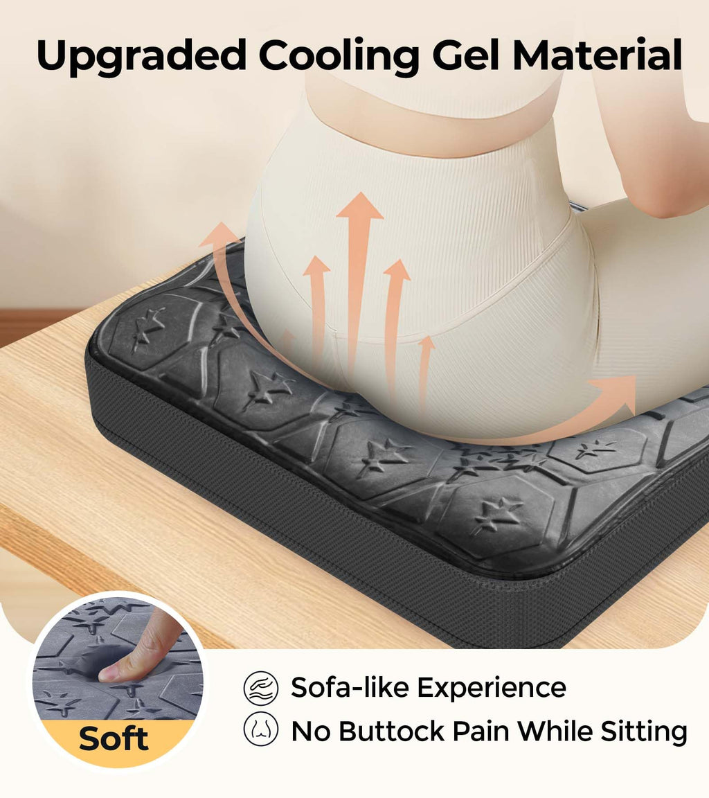 Airllantry Large Seat Cushion, Dual-Layer Gel & Memory Foam Office Chair Cushion for Long Sitting, Keep Cooling & Soft 19.7 inch Seat Pad for Office Chairs