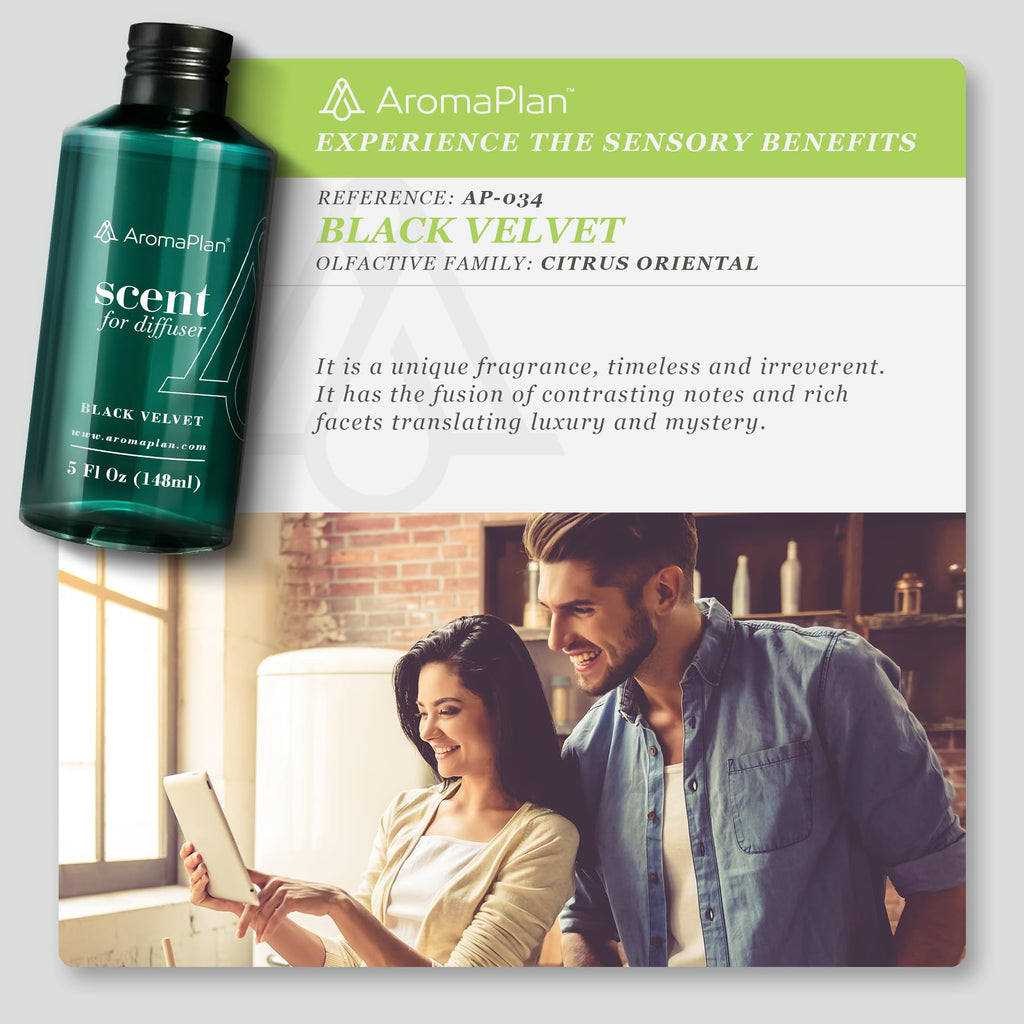 Aromaplan Hotel Scents Black Velvet 5 Fl Oz, Home Luxury Aroma & Hotel Collection Diffuser Oil- Hotel Diffuser Oil for Aromatherapy- USA Made, Bigger Bottle, Bolder Aroma & Longer Lasting