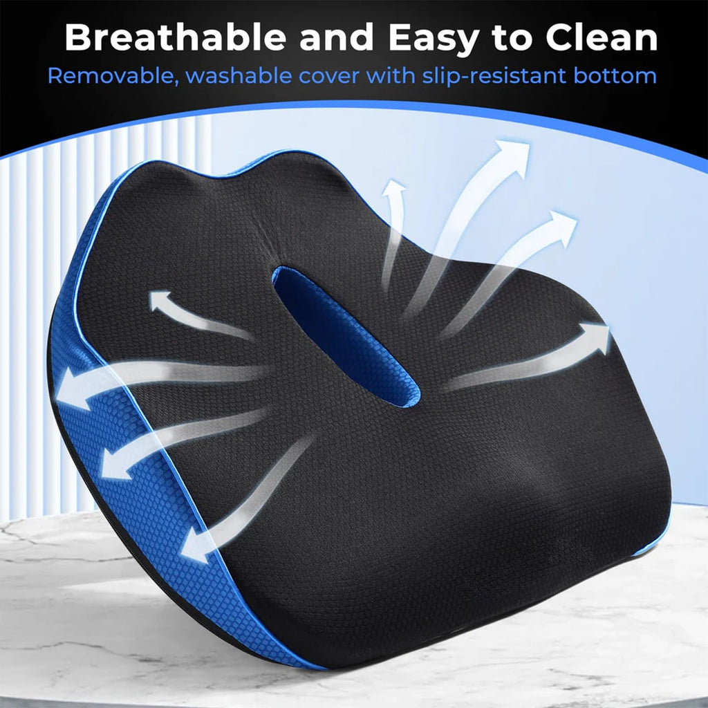 SERENESITZ Serene Sitz Orthopedic Seat Cushion, Serensitz Orthopedic Seat Cushion, Ergonomic Memory Foam Seat Cushion for Office Chair Cushion, Car Seat, Airplane, Sciatica & Back Pain Relief (Navy)