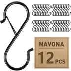 12 Pcs S Hooks for Hanging Heavy Duty, 3.5-inch Heavy Duty Metal S Hook with Safety Buckle, Suitable for 0.5 inch Rods, S Hook for Hanging Plants, Closet, Kitchen Utensil, Pot, Pan, Bags