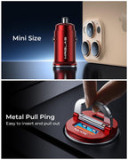 【Upgraded】 125W USB C Car Charger Super Fast Charging for iPhone 16, [PD65W & QC60W][All Metal] MRGLAS Cigarette Lighter Car Charger,Dual Port for iPhone 16 15 Pro iPad Samsung S25 S24 MacBook-Red