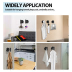Towel Hooks for Bathroom,2 Packs Wall Mount Towel Holder,Black Matte Wall Robe Hook,Stainless Steel Heavy Duty Door Hanger Towel Hook for Kitchen, Bedroom,Hotel,Pool,Coats(Drilling)