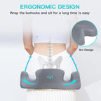 Benazcap X Large Memory Seat Cushion for Office Chair Sciatica & Back Pain Relief Memory Foam Firm Coccyx Pad for Car, Wheelchair, Gaming Chair and Desk Chair, Gray
