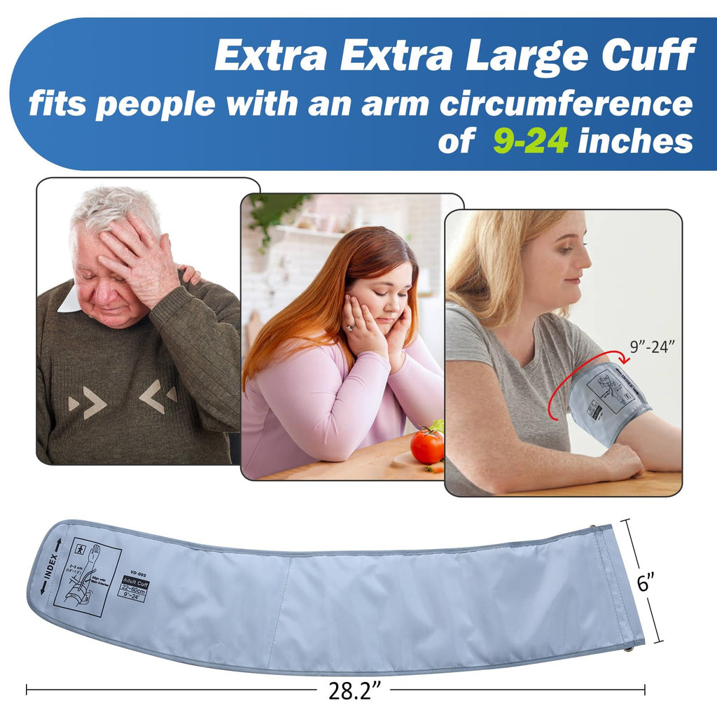 XXL Blood Pressure Cuff Compatible with Omron 9”-24” (22-60CM), Extra Large BP Replacement Cuff for Big Arms - includes 6 Connectors