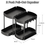Multi-Purpose Pull-Out Storage Organizers, Under Sink/Cabinet Organizers and Storage for Bathroom & Kitchen, Black, 12.8 Inches, 2 Packs