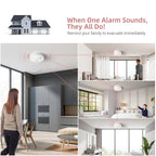 6 Packs Smoke Detector, Hardwired Interconnected Smoke Detectors, Smoke Alarm with Replaceable 9V Battery, Interconnects Up to 12 Fire Alarms, Photoelectric Fire Alarm with Test/Silence Button