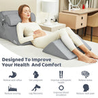 PIASHJOY 4pcs Bed Wedge Pillow for headboard，Elevated Pillows for Sleeping， Foam Wedge for Back Pain Relief and Leg Pain，Pillow Wedge for Acid Reflux Relief and Anti-snoring