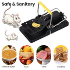 Qualirey 50 Pcs Mouse Traps Plastic Mice Trap House Indoor Rat Trap Quick Effective Safe Mouse Traps for Warehouse Garden Kitchen 3.86 x 1.81 x 2.17 Inch (Black,Yellow)