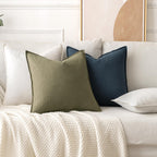 MIULEE Linen Pillow Covers 24x24 Inch Cream White Decorative Throw Pillow Covers Pack of 2 Soft Accent Farmhouse Couch Christmas Pillowcases Modern Home Decors for Sofa Cushion Living Room Bed