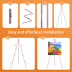 Easel Stand for Display, Aredy 63" Portable Painting Easel, Lightweight Metal Easels for Painting Canvas, Wedding Sign (2 Pack, Pink)