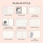 Blue Sky 2025 Weekly and Monthly Planner Calendar, January - December, 8.5" x 11", Flexible Cover, Laminated Tabs, Wirebound, Storage Pocket, Enterprise