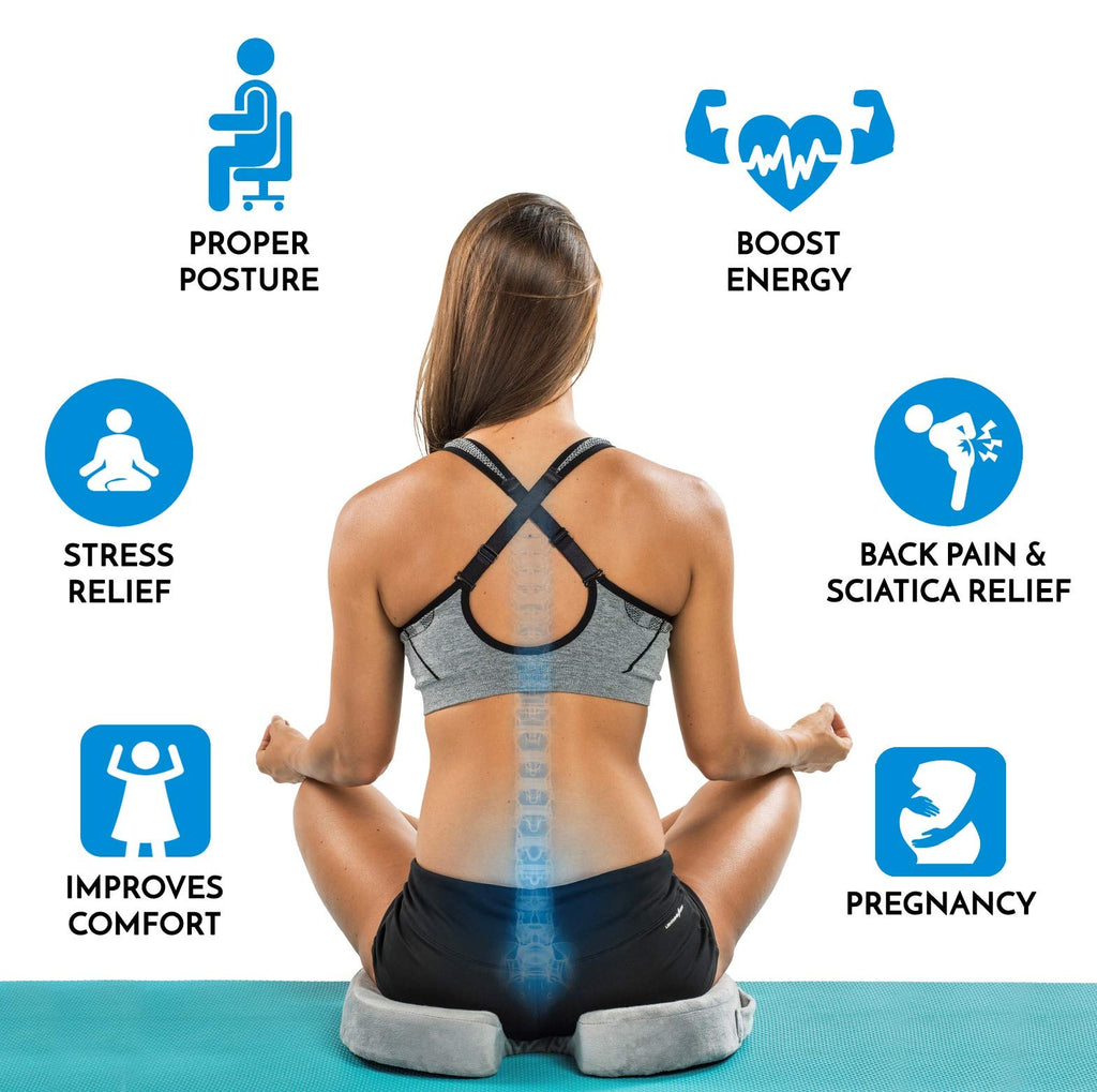 ComfiLife Gel Enhanced Seat Cushion – Office Chair Cushion – Non-Slip Gel & Memory Foam Coccyx Cushion for Tailbone Pain - Desk Chair Car Seat Cushions Driving - Sciatica & Back Pain Relief (Gray)