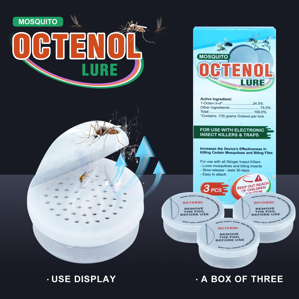 Hodiax Octenol Pest Lures 90 Days Supply 2023 Upgraded, 3PCs Biting Insect Attractant Refill Cartridge for Fly Traps, Bug Zappers, Mosquito Attractants, Universal Fit (3PCS in 1 Pack)