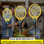 ZAP IT! Bug Zapper - Rechargeable Mosquito, Fly Killer and Bug Zapper Racket - 4,000 Volt - USB Charging, Super-Bright LED Light to Zap in the Dark - Unique 3-Layer Safety Mesh That's Safe to Touch