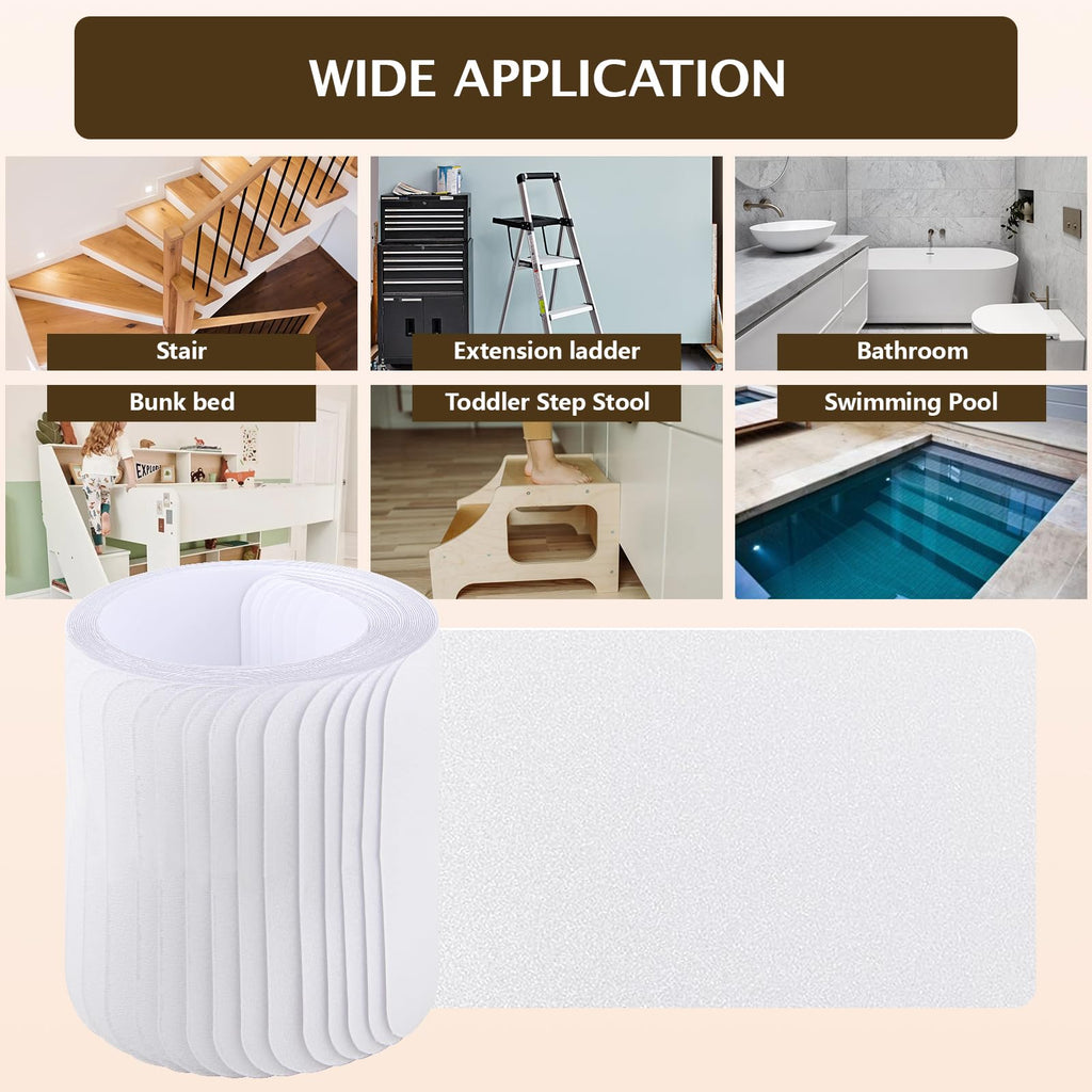 Wishtofly Clear Stair Treads Non Slip 30"x6", 15-Pack Anti Slip Stair Strips for Wooden Steps Indoor, Transparent Adhesive Pre-Cut Stair Step Grips, Safety for Elderly, Children and Dogs