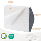 Knee Wedge Pillow 6.3'' for Post-Surgery Recovery - Leg Elevation Support for Sleep Position,Alleviating Lower Back & Hip Pain Enhancing Circulation in Ankles Legs Triangle Pillow with Removable Cover