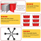 LNYZQUS 5oz Cupcake Pans Disposable Ramekins 40 Pack, Aluminum Foil Cupcake Liners With Lids,Square Brownie Mini Cake Baking Pans,Cupcake Cups Muffin Tin Holders-Red