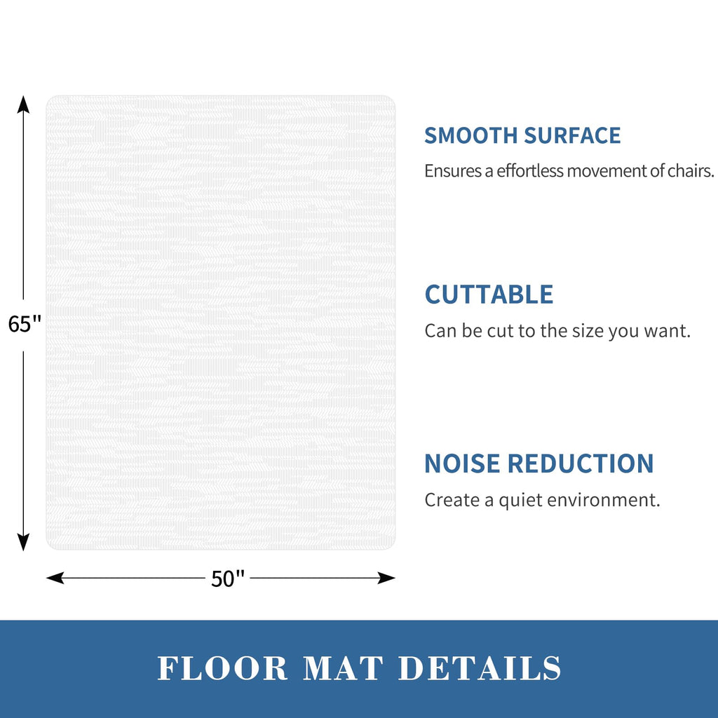 Clear Chair Mat, TYDLE 50" x 65" Large Office Chair Mat for Hard Floor, Vinyl Chair Mat for Gaming Chairs, Slip Resistant Floor Protector Rolling Computer Desk Mat for Hardwood Floor, Clear