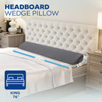 REOKA Bed Gap Filler | Wedge Pillow Headboard (King Sized) Bed Wedge Pillow for Headboard | Memory Foam Pillow Wedge for Headboard Gap, Posture Bolster Pillow for Bed, 6" Gap Filler for Bed (Gray)