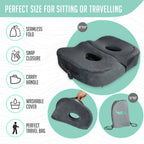 Cushy Tushy Foldable Sit Bone Seat Cushion - for Sit Bone Pain, Hip, Butt, Ischial Tuberosity, Hamstrings, and Sciatica Pain Relief - for Home, Office, and Driving…