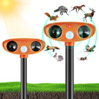 2 Pack Ultrasonic Animal Repellent Outdoor Solar Animal Deterrent with Motion Detection Deer Repellent Devices Waterproof for Cat Squirrel Deer Raccoon Skunk Rabbit Fox and More (2)