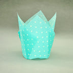 QLSmypkg Large Muffin Greaseproof paper Baking cupcake cups, 2-1/4" x 4" Blue printed with Polka Dot Tulip Baking Cup(Large) (125pcs)