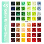 Gaspletu 2600PCS 6mm Glass Beads for Jewelry Making, 48 Colors Crystal Beads Bracelets Making Kit, Christmas Colors 2 Box Round Beads Suitable for Beginners