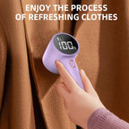 Fabric Shaver, Lint Remover Rechargeable, Electric Portable Sweater Defuzzer with 3 Speeds, 6 Leaf Blades, Digital LED Display to Remove Pilling for Clothes, Rosa