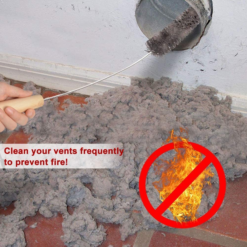 2 Pieces Dryer Vent Cleaner Kit and Flexible Dryer Lint Brush Vacuum Hose Attachment Power Lint Remover Refrigerator Coil Brush