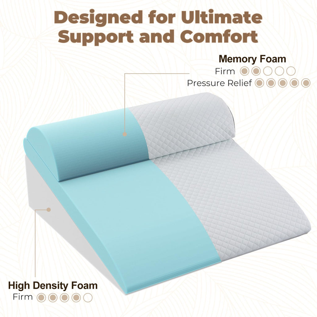 ENITYA Bed Wedge Pillow for Sleep Apnea - 3PCS Wedge Pillow for Acid Reflux Relief/Back Pain Relief/Sleeping/After Surgery/Leg Support - Memory Foam Top, Washable Cover, White