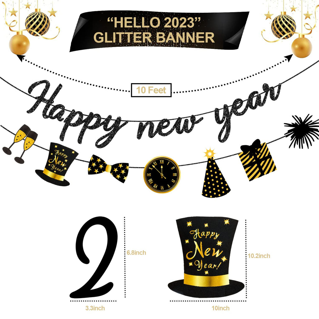 Happy New Year Banner 2025 New Years Eve Banner New Years Eve Party Supplies 2025 New Year Decorations Happy New Year Sign for 2025 New Year Eve Decorations
